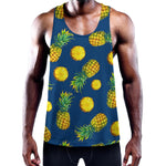 Blue Pineapple Pattern Print Training Tank Top