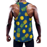 Blue Pineapple Pattern Print Training Tank Top