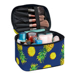 Blue Pineapple Pattern Print Travel Makeup Bag