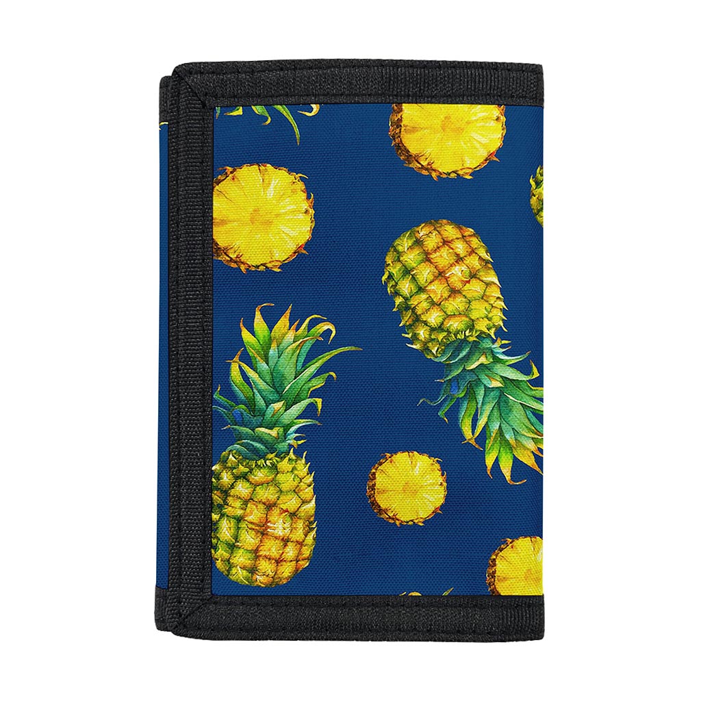 Blue Pineapple Pattern Print Trifold Wallet