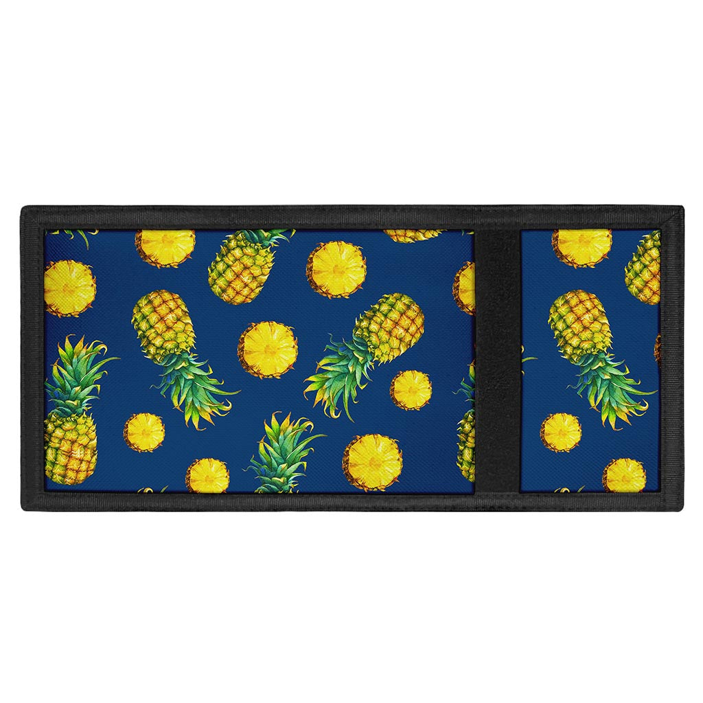 Blue Pineapple Pattern Print Trifold Wallet