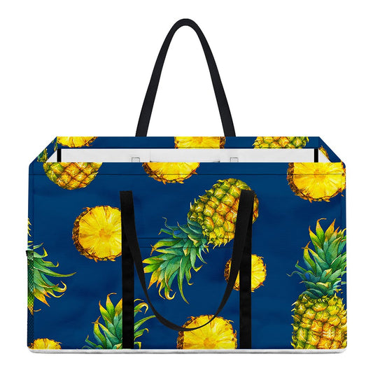 Blue Pineapple Pattern Print Utility Tote Bag