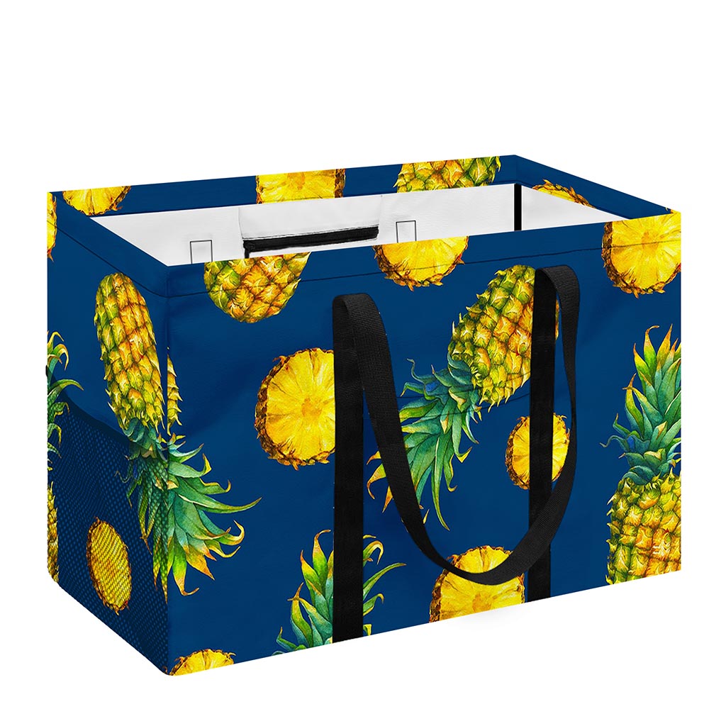 Blue Pineapple Pattern Print Utility Tote Bag