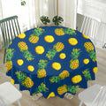 Blue Pineapple Pattern Print Waterproof Round Tablecloth
