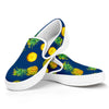 Blue Pineapple Pattern Print White Slip On Sneakers