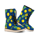 Blue Pineapple Pattern Print Winter Boots