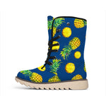 Blue Pineapple Pattern Print Winter Boots