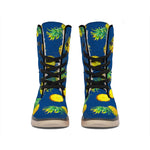 Blue Pineapple Pattern Print Winter Boots