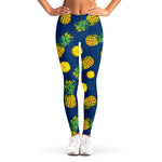 Blue Pineapple Pattern Print Women's Leggings