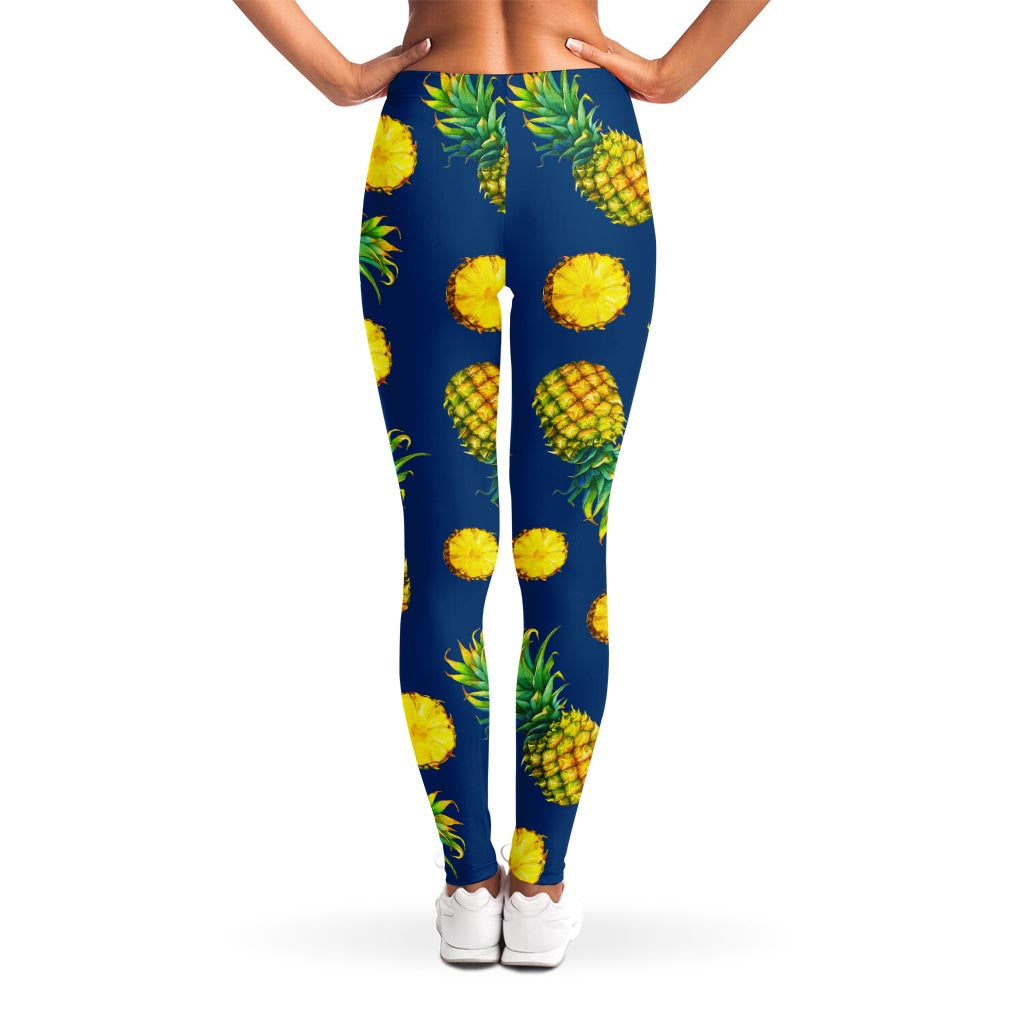 Blue Pineapple Pattern Print Women's Leggings