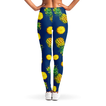 Blue Pineapple Pattern Print Women's Leggings