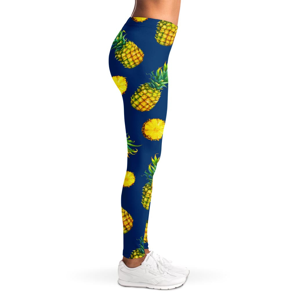 Blue Pineapple Pattern Print Women's Leggings
