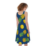 Blue Pineapple Pattern Print Women's Sleeveless Dress