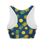Blue Pineapple Pattern Print Women's Sports Bra