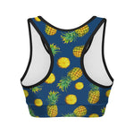 Blue Pineapple Pattern Print Women's Sports Bra