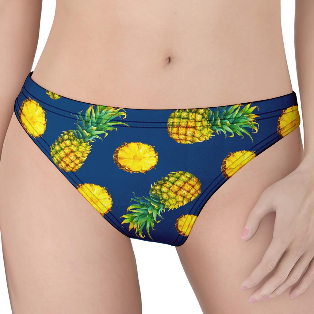 Blue Pineapple Pattern Print Women's Thong