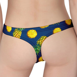 Blue Pineapple Pattern Print Women's Thong