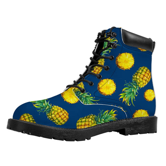 Blue Pineapple Pattern Print Work Boots