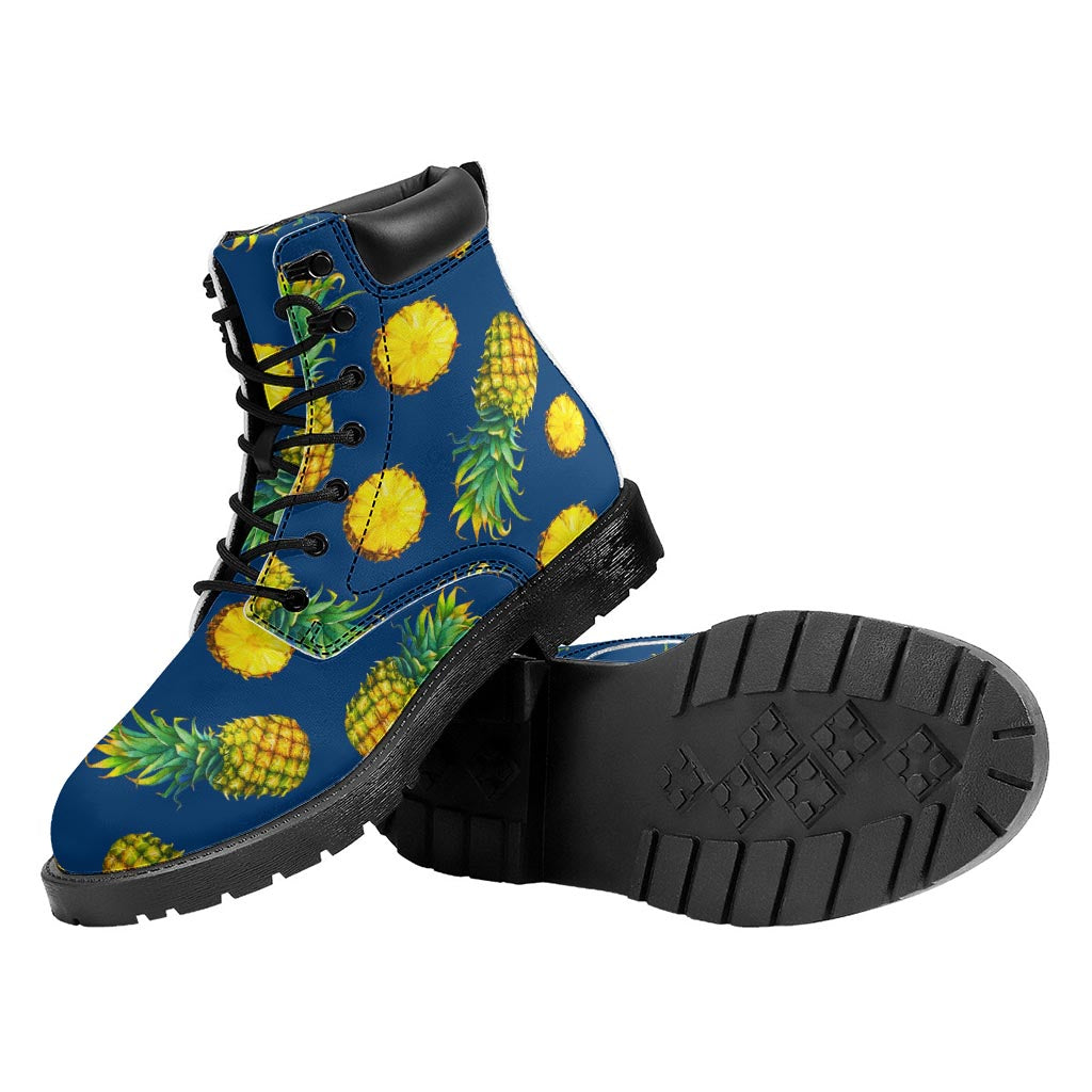 Blue Pineapple Pattern Print Work Boots