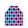 Blue Pink And Black Argyle Pattern Print Adjustable Apron