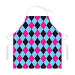 Blue Pink And Black Argyle Pattern Print Adjustable Apron