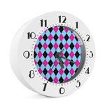 Blue Pink And Black Argyle Pattern Print Alarm Clock