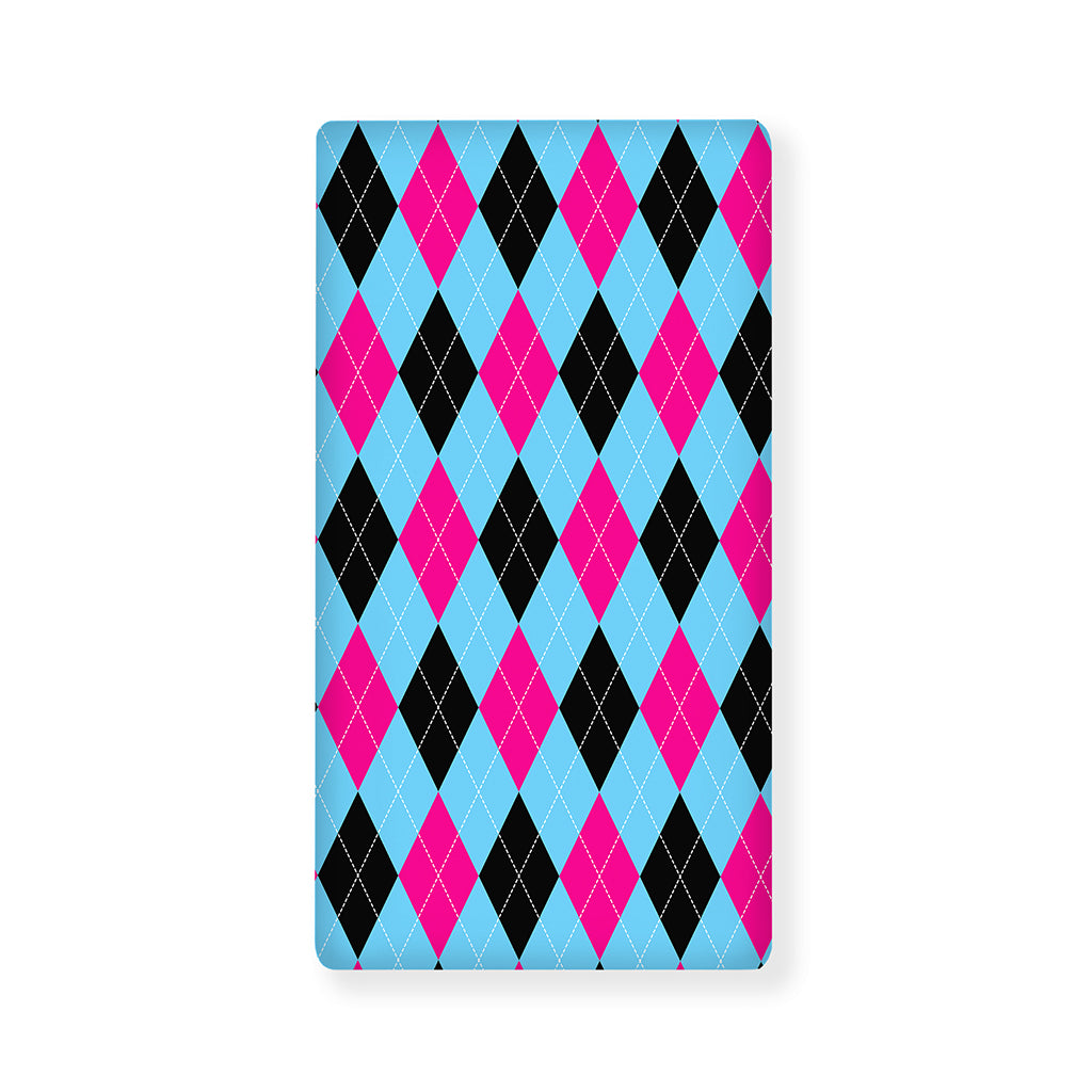 Blue Pink And Black Argyle Pattern Print Baby Crib Sheet