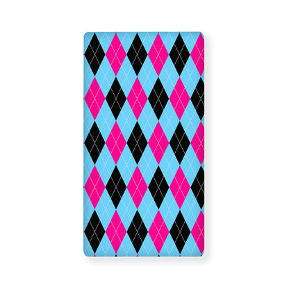 Blue Pink And Black Argyle Pattern Print Baby Crib Sheet