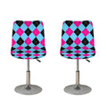 Blue Pink And Black Argyle Pattern Print Bar Stool Covers