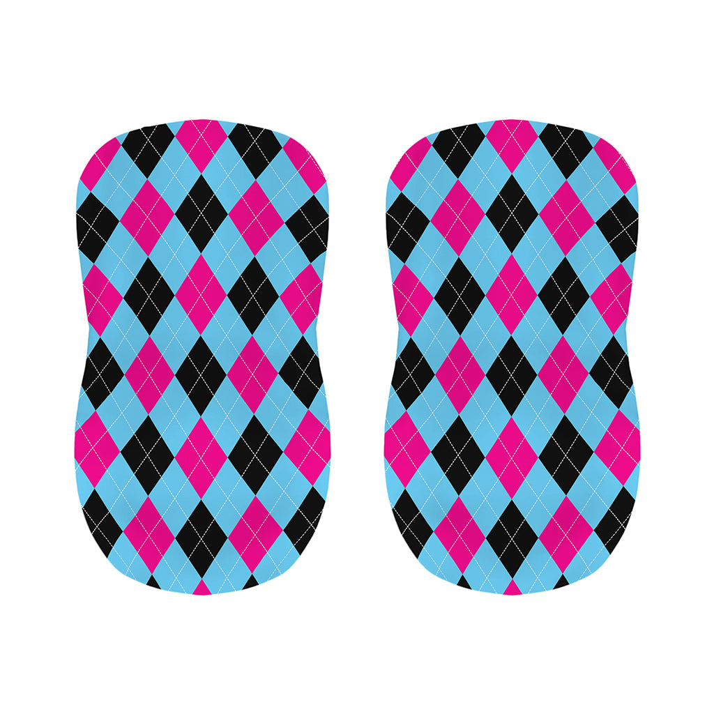 Blue Pink And Black Argyle Pattern Print Bar Stool Covers