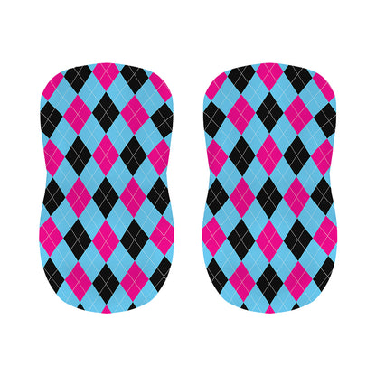 Blue Pink And Black Argyle Pattern Print Bar Stool Covers