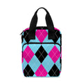 Blue Pink And Black Argyle Pattern Print Bible Tote Bag