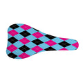 Blue Pink And Black Argyle Pattern Print Bicycle Seat Cover