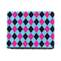 Blue Pink And Black Argyle Pattern Print Bifold Wallet