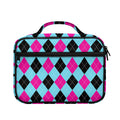 Blue Pink And Black Argyle Pattern Print Briefcase Bible Bag