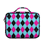 Blue Pink And Black Argyle Pattern Print Briefcase Bible Bag