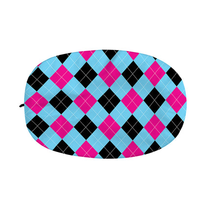 Blue Pink And Black Argyle Pattern Print Car Side Mirror Covers