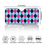 Blue Pink And Black Argyle Pattern Print Car Windshield Sun Shade