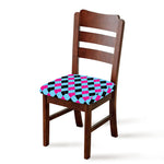 Blue Pink And Black Argyle Pattern Print Chair Cushion Cover