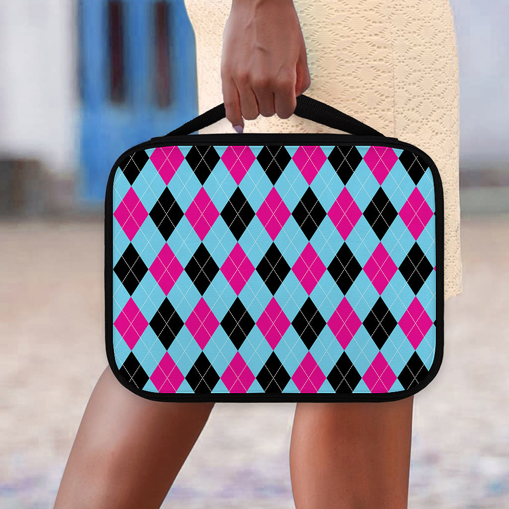 Blue Pink And Black Argyle Pattern Print Classic Bible Case