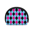Blue Pink And Black Argyle Pattern Print Coin Purse