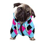 Blue Pink And Black Argyle Pattern Print Dog Zip Up Hoodie
