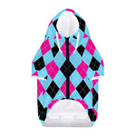 Blue Pink And Black Argyle Pattern Print Dog Zip Up Hoodie