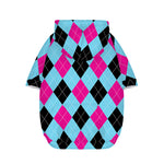 Blue Pink And Black Argyle Pattern Print Dog Zip Up Hoodie