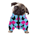 Blue Pink And Black Argyle Pattern Print Dog Zip Up Jacket