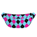 Blue Pink And Black Argyle Pattern Print Fanny Pack