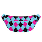 Blue Pink And Black Argyle Pattern Print Fanny Pack