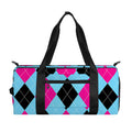 Blue Pink And Black Argyle Pattern Print Gym Bag