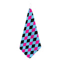Blue Pink And Black Argyle Pattern Print Hand Towel