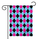 Blue Pink And Black Argyle Pattern Print House Flag